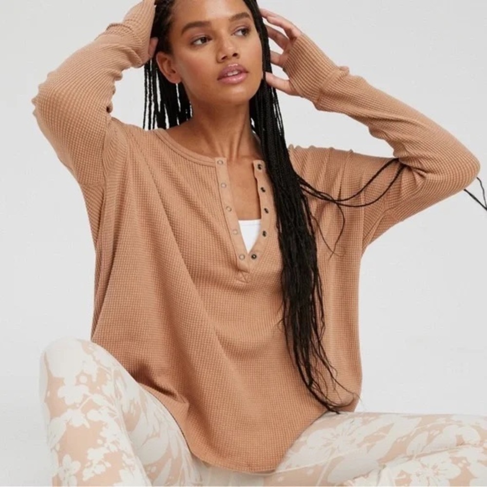 Offline by Aerie Waffle Knit Henley Top